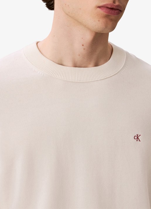 Calvin Klein Fijngebreide trui met logo - detail 4 gebroken wit