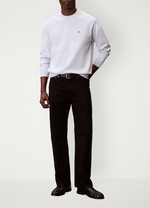 Calvin Klein Fijngebreide trui met logo - voorkant 4 lichtblauw