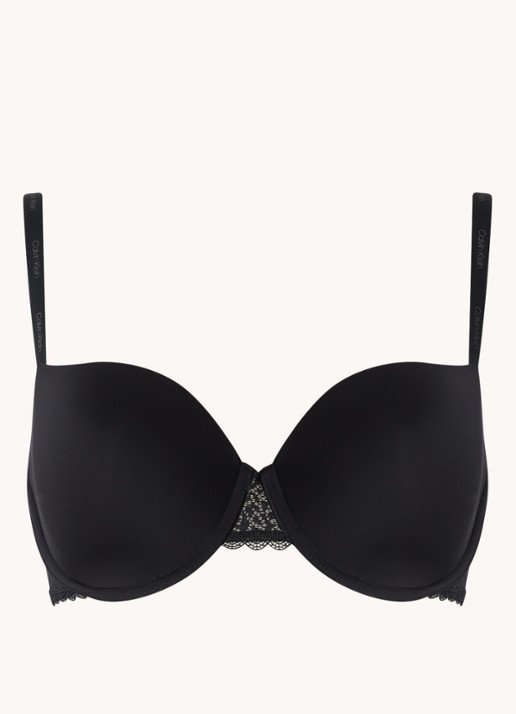 Calvin Klein Flirty voorgevormde balconette bh met kant - voorkant 3 zwart