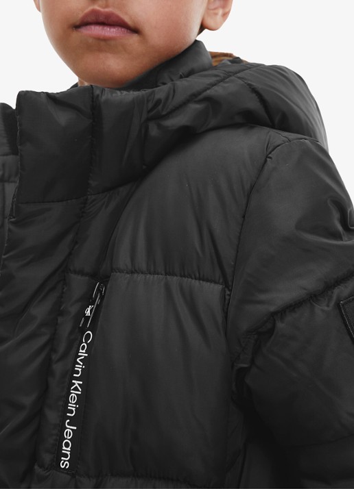 Calvin Klein Gewatteerde jas met afneembare capuchon - detail 10 zwart