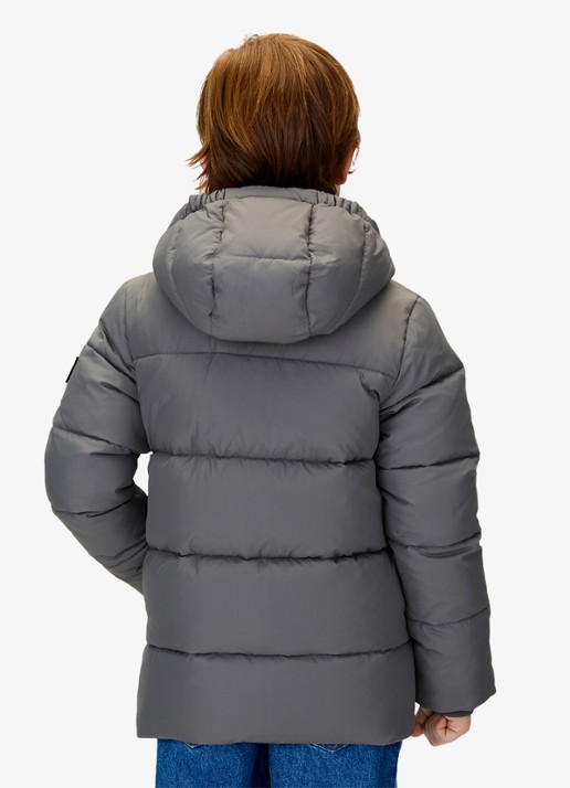Calvin Klein Gewatteerde jas met afneembare capuchon - achterkant 6 middengrijs