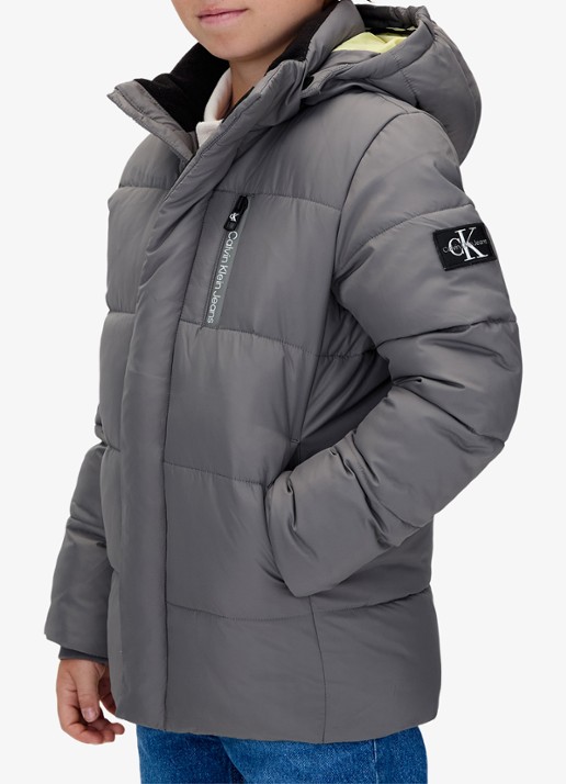 Calvin Klein Gewatteerde jas met afneembare capuchon - detail 3 middengrijs
