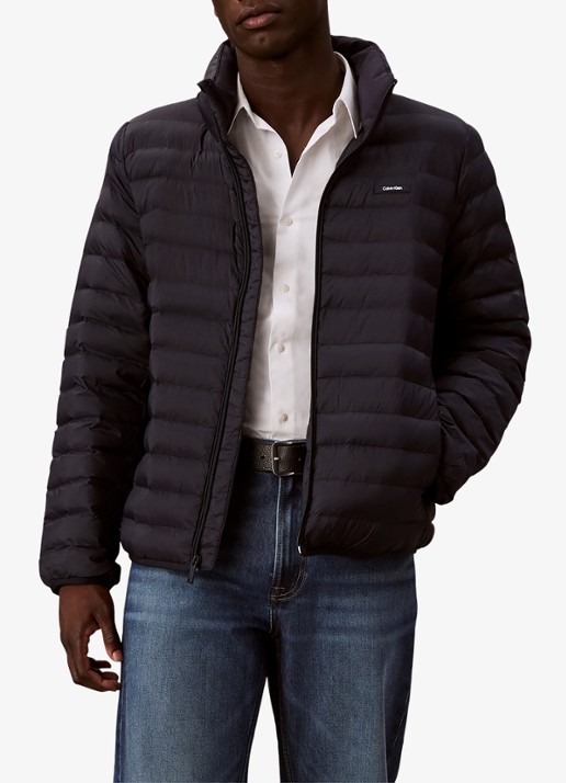 Calvin Klein Gewatteerde jas met opstaande kraag - detail 4 donkerblauw