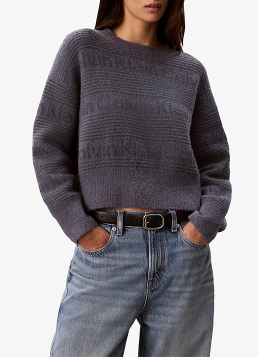 Calvin Klein Grofgebreide trui in wolblend met ingebreid patroon
