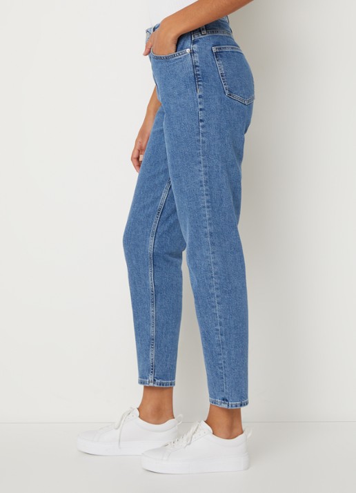 Calvin Klein High waist cropped mom jeans met medium wassing - detail 2 indigo