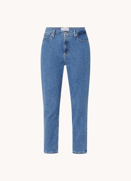 Calvin Klein High waist cropped mom jeans met medium wassing - voorkant 4 indigo