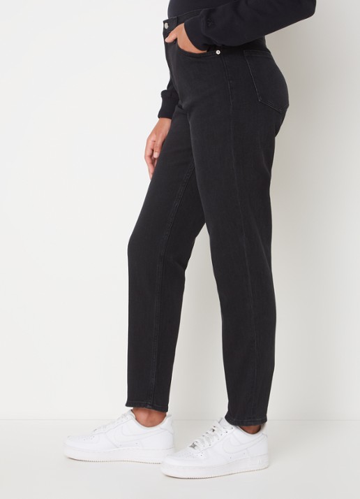 Calvin Klein High waist mom jeans met gekleurde wassing - detail 5 zwart