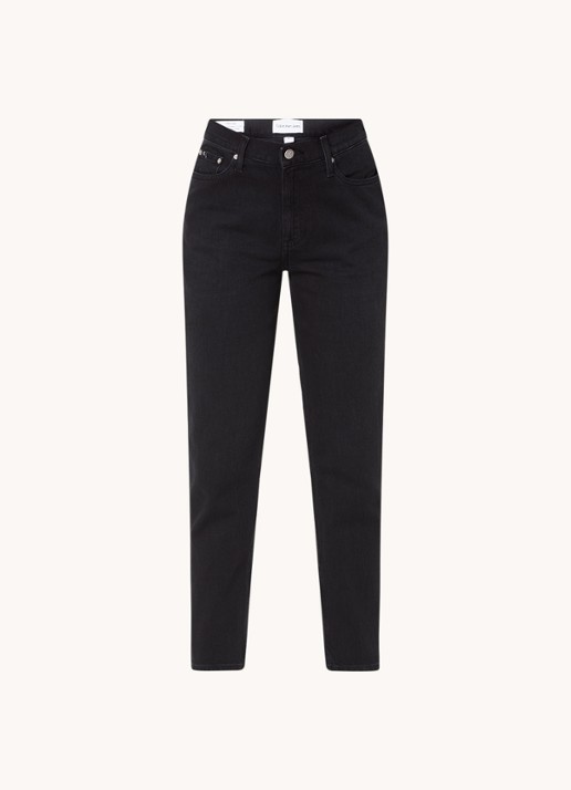 Calvin Klein High waist mom jeans met gekleurde wassing - voorkant zwart