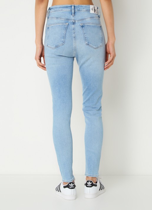 Calvin Klein High waist skinny jeans met lichte wassing - achterkant 5 indigo