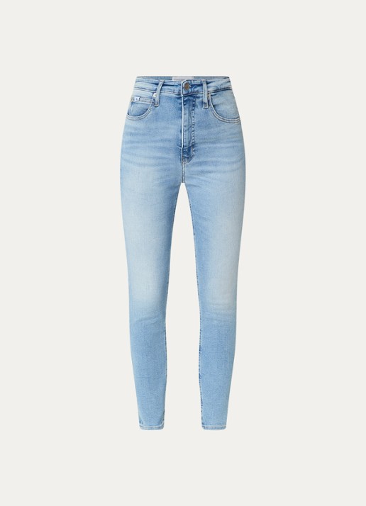 Calvin Klein High waist skinny jeans met lichte wassing - voorkant indigo