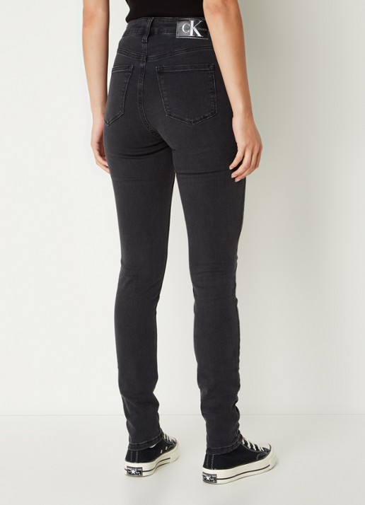 Calvin Klein High waist skinny jeans met stretch  - achterkant 3 diepzwart