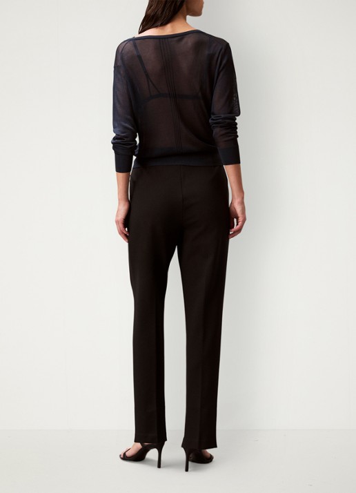 Calvin Klein High waist straight fit chino met steekzakken - achterkant zwart