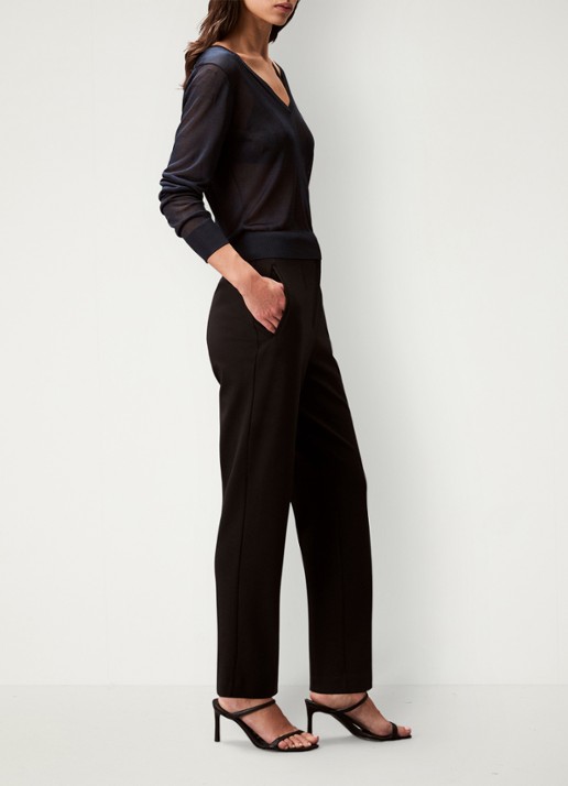 Calvin Klein High waist straight fit chino met steekzakken - detail 5 zwart