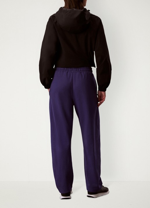 Calvin Klein High waist straight fit joggingbroek met steekzakken - achterkant donkerblauw