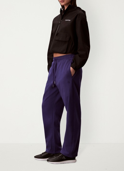 Calvin Klein High waist straight fit joggingbroek met steekzakken - detail 5 donkerblauw