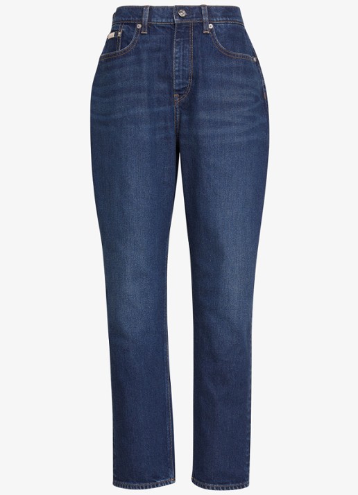 Calvin Klein High waist straight fit mom jeans met steekzakken - voorkant denim