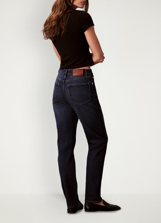 Calvin Klein High waist straight fit mom jeans met steekzakken - achterkant 6 denim