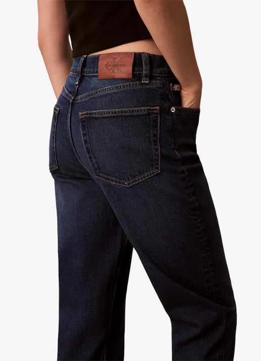 Calvin Klein High waist straight fit mom jeans met steekzakken - detail 4 denim