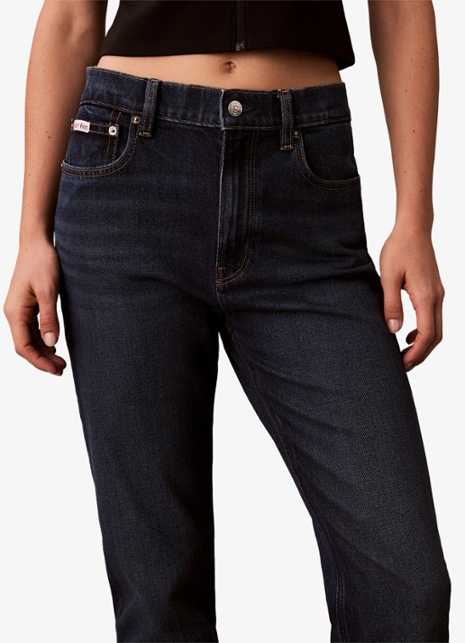 Calvin Klein High waist straight fit mom jeans met steekzakken - detail 5 denim