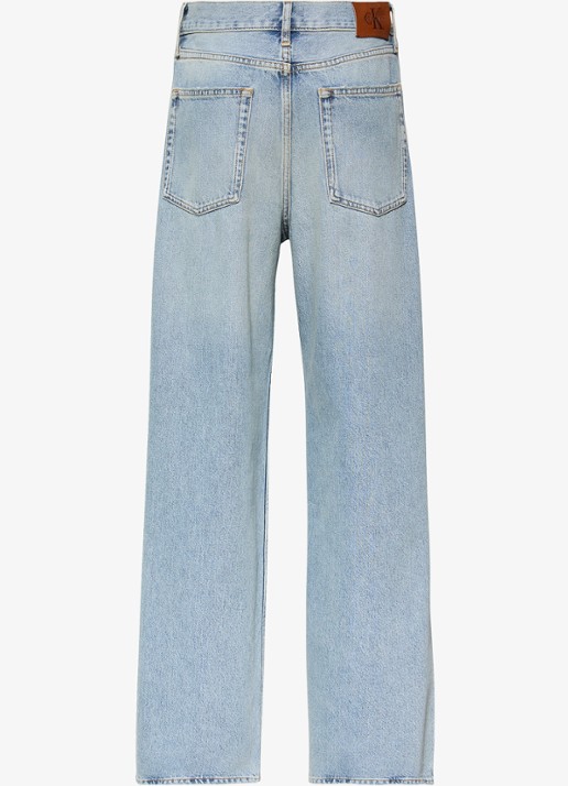Calvin Klein High waist wide fit jeans met lichte wassing - achterkant denim