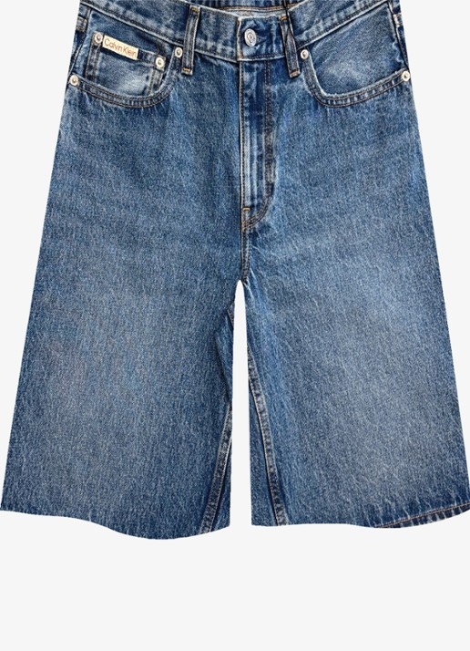 Calvin Klein High waist wide fit korte broek van denim - voorkant denim