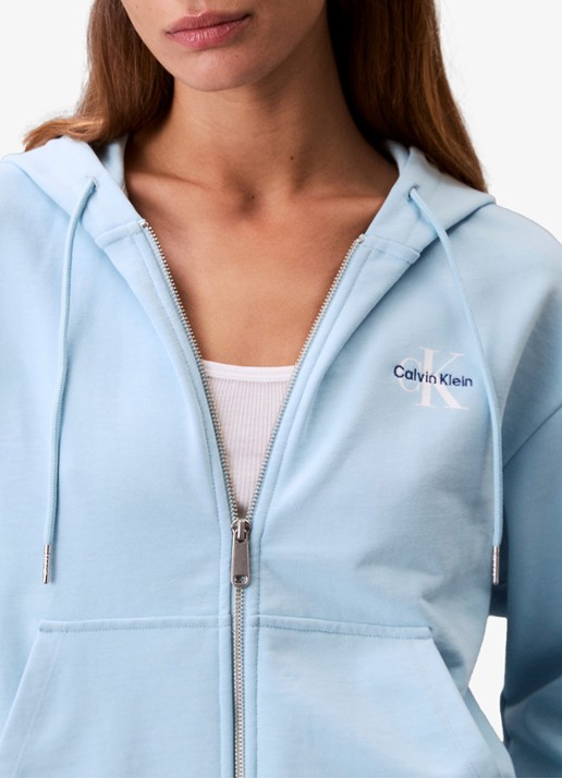 Calvin Klein Hoodie met logo - detail 2 lichtblauw