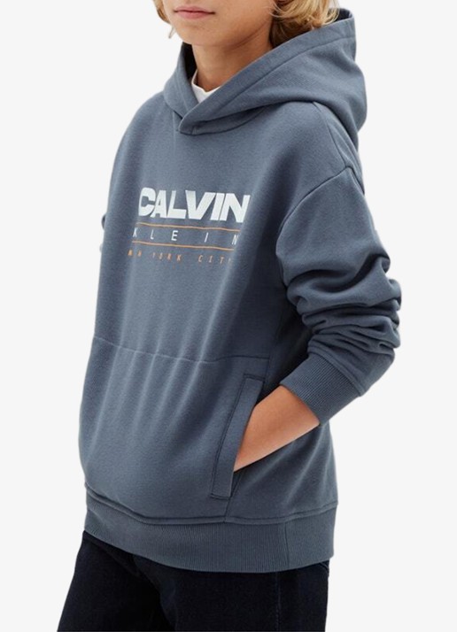 Calvin Klein Hoodie met logo - detail 3 blauwgrijs