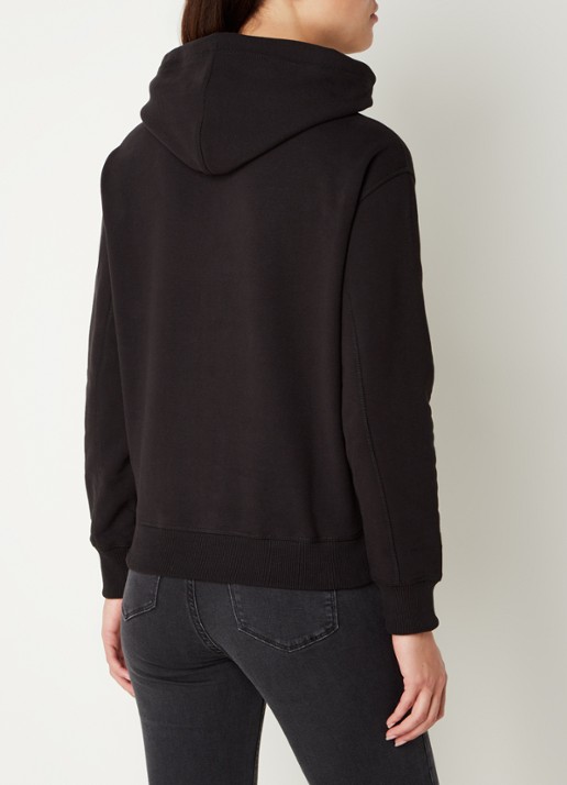 Calvin Klein Hoodie met logoborduring  - achterkant zwart