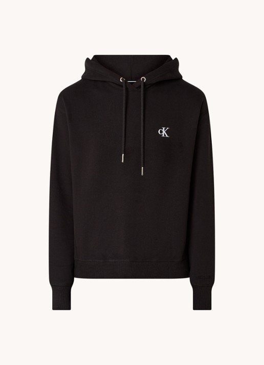 Calvin Klein Hoodie met logoborduring  - voorkant 4 zwart