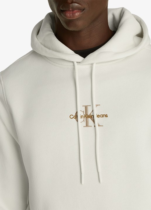 Calvin Klein Hoodie met logoborduring - detail 7 gebroken wit