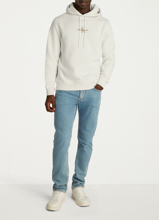 Calvin Klein Hoodie met logoborduring - voorkant 2 gebroken wit