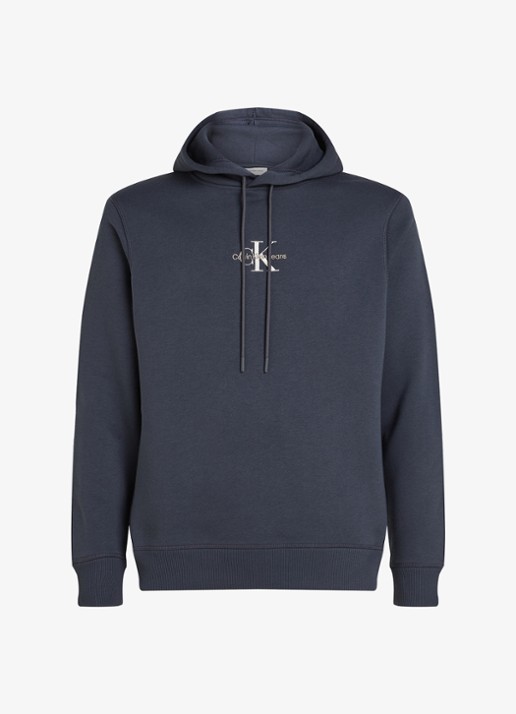 Calvin Klein Hoodie met logoborduring - voorkant indigo