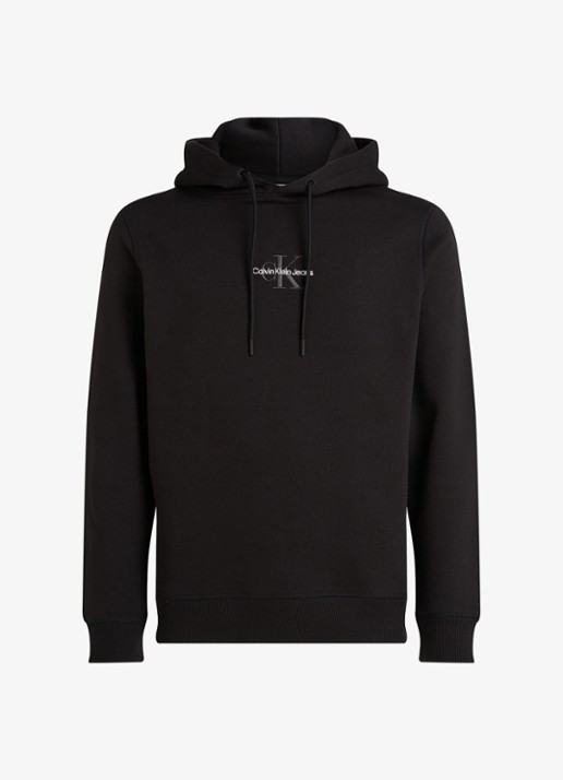 Calvin Klein Hoodie met logoborduring - voorkant 4 zwart