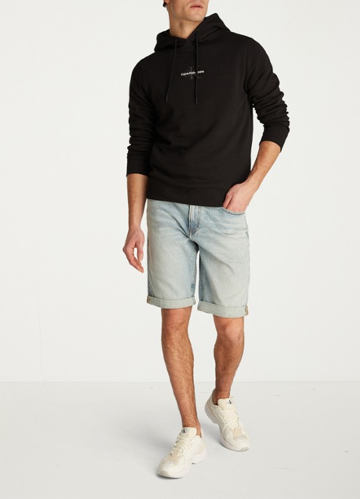 Calvin Klein Hoodie met logoborduring - voorkant 5 zwart