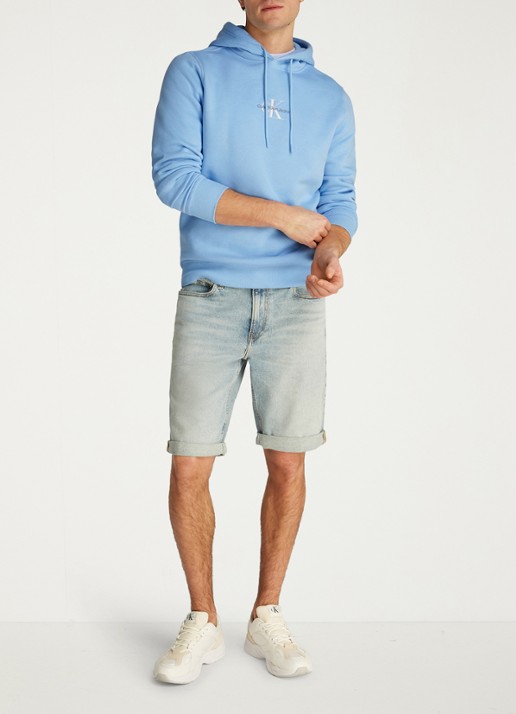Calvin Klein Hoodie met logoborduring - voorkant 2 blauw