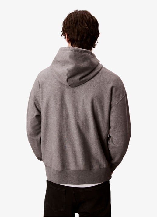 Calvin Klein Hoodie met logoborduring - detail 4 med grey htr-p7e