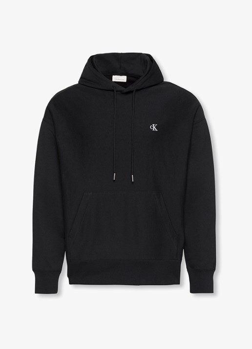 Calvin Klein Hoodie met logoborduring - voorkant 2 zwart
