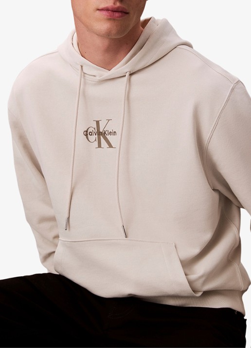 Calvin Klein Hoodie met logoborduring - detail 5 beige