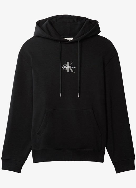 Calvin Klein Hoodie met logoborduring - voorkant 6 zwart
