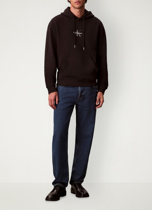 Calvin Klein Hoodie met logoborduring - voorkant 7 zwart