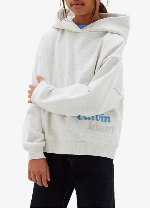Calvin Klein Hoodie met logoborduring - detail 3 grijs