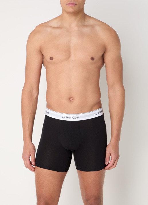 Calvin Klein Icon boxershorts met logoband in 3-pack - voorkant 4 grijsmele