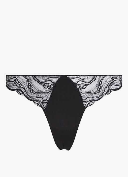 Calvin Klein Instinct string van kant - voorkant 8 zwart