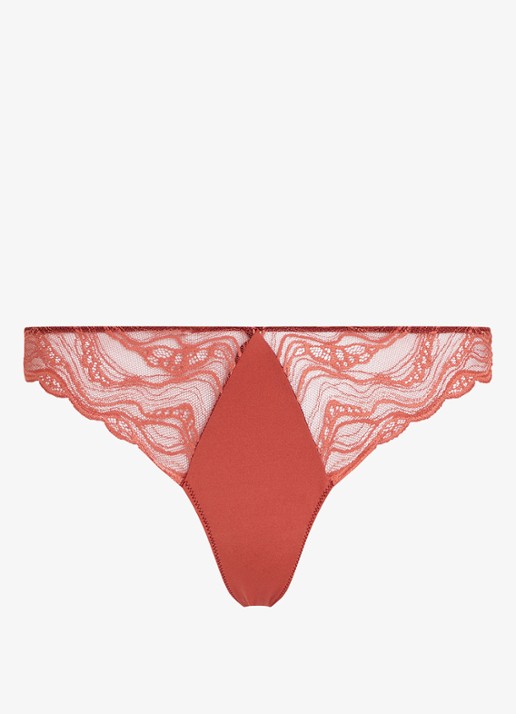 Calvin Klein Instinct string van kant - voorkant steenrood