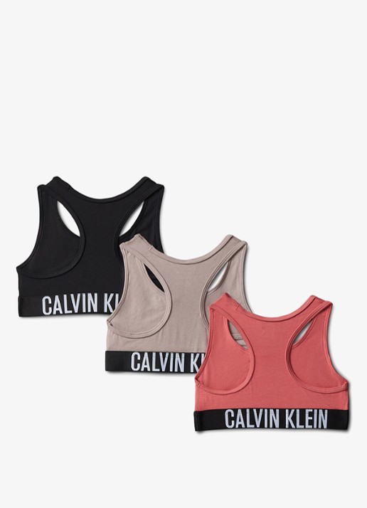 Calvin Klein Intense power bralette met logoband - achterkant zwart