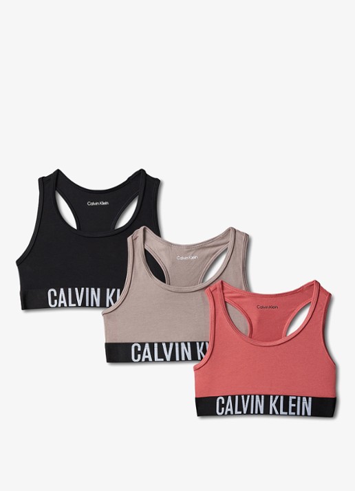 Calvin Klein Intense power bralette met logoband - voorkant 2 zwart