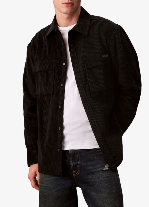 Calvin Klein Jack van corduroy met klepzakken - detail zwart