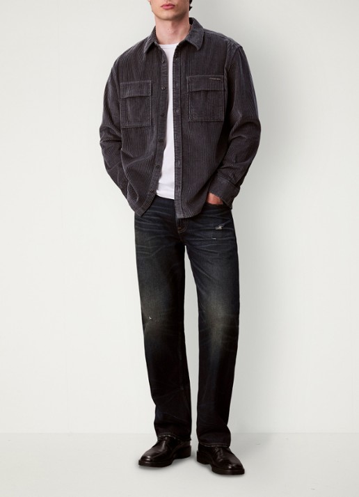 Calvin Klein Jack van corduroy met klepzakken - voorkant 3 donkerblauw