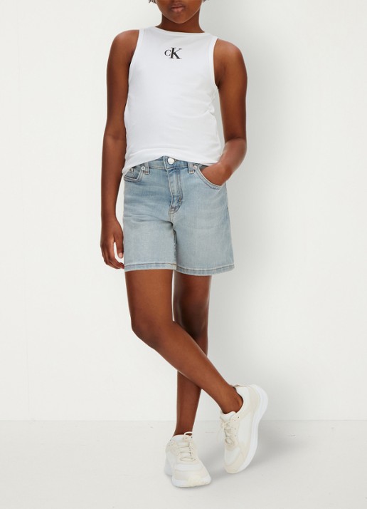 Calvin Klein Korte broek van katoen - voorkant 2 denim