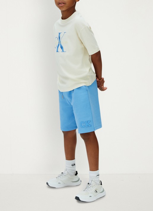 Calvin Klein Korte joggingbroek met logo - voorkant 3 blauw